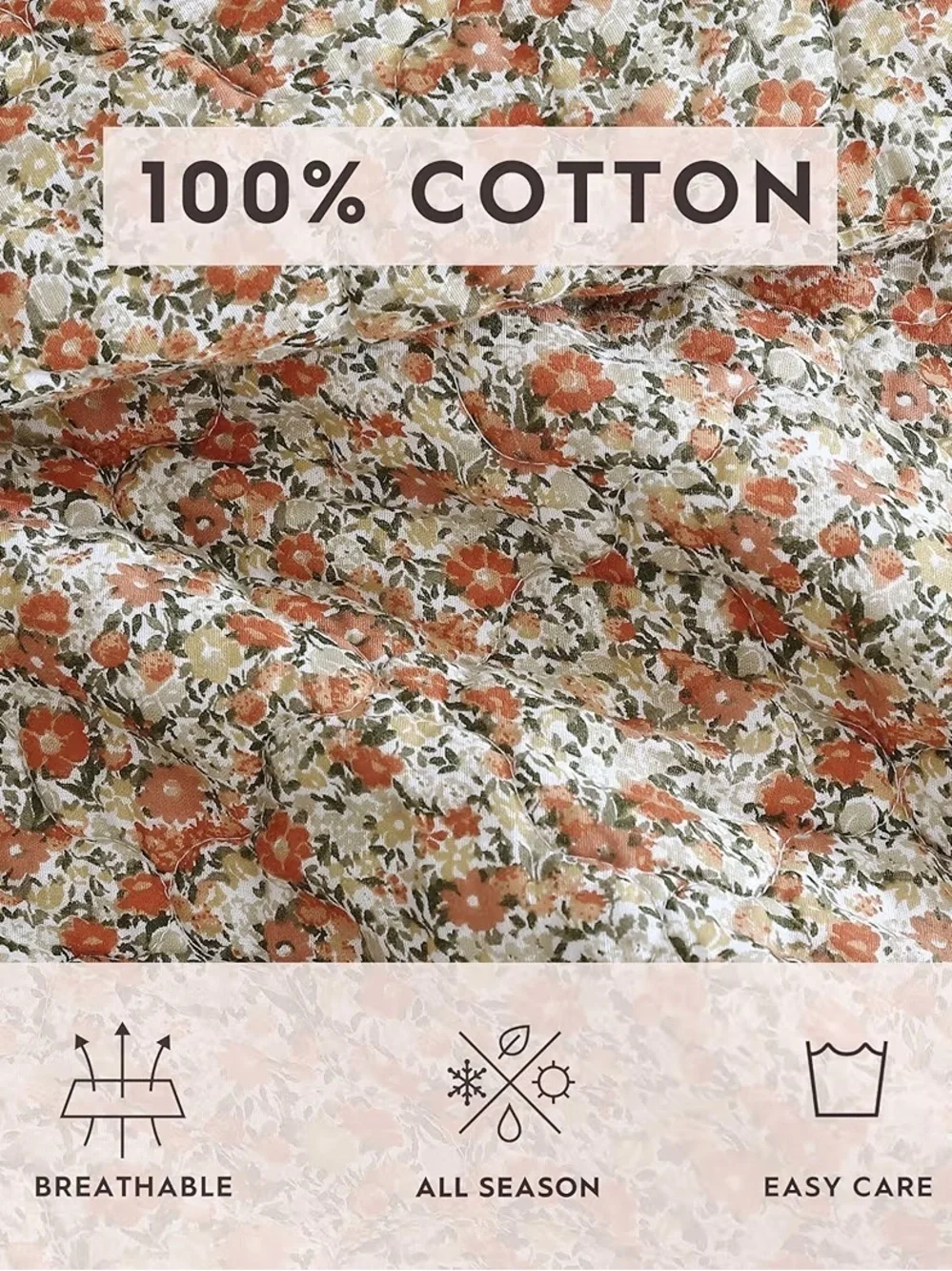 Laura Ashley - King Quilt Set, Lightweight Cotton Loveston Burnt Orange, King)